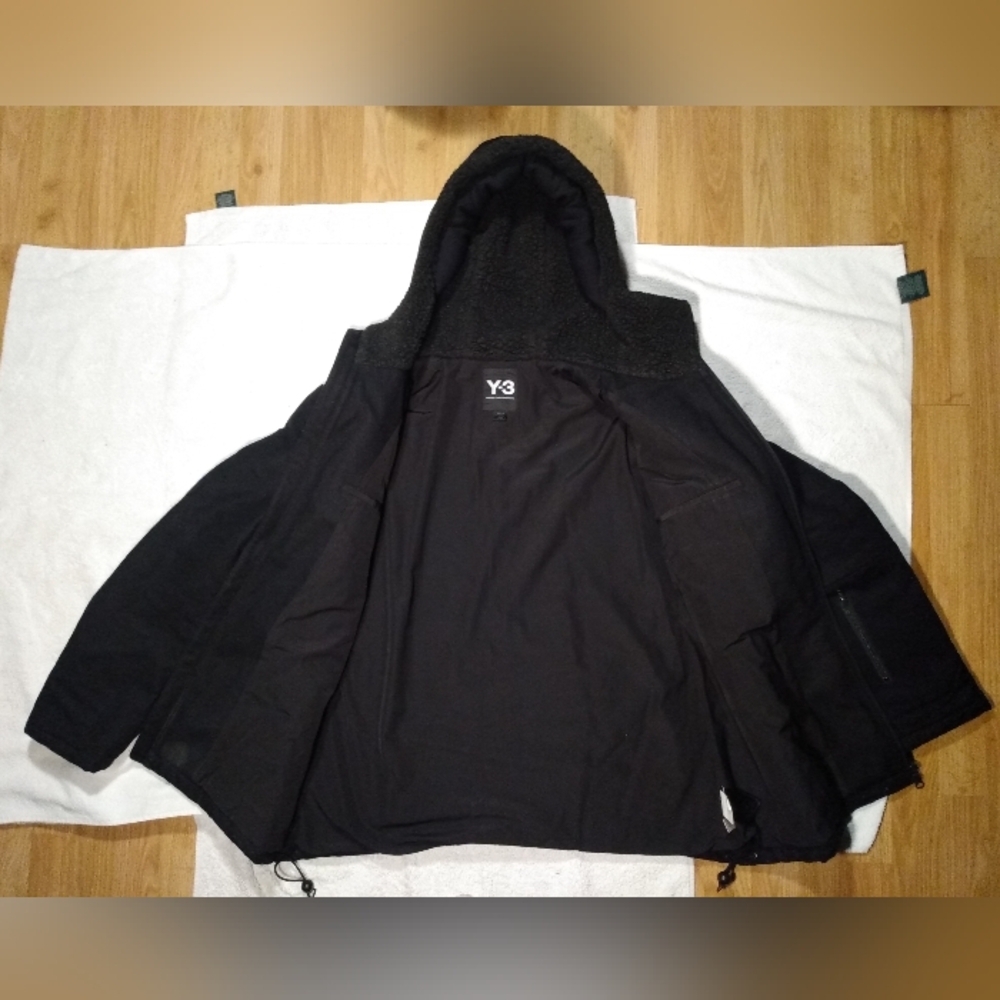 Y-3 Adidas Japan Heavy Wool Blend Lined Deep Pile Fleece Hoodie Winter Jacket XL - Picture 4 of 14